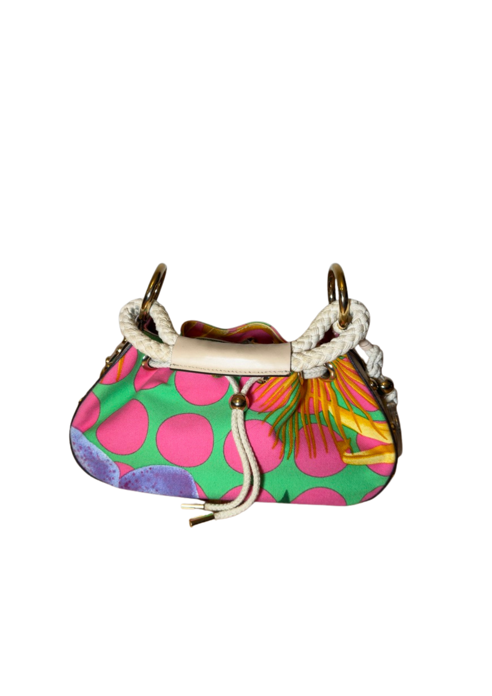 Versace Multicolor Printed Canvas Drawstring Shoulder Bag