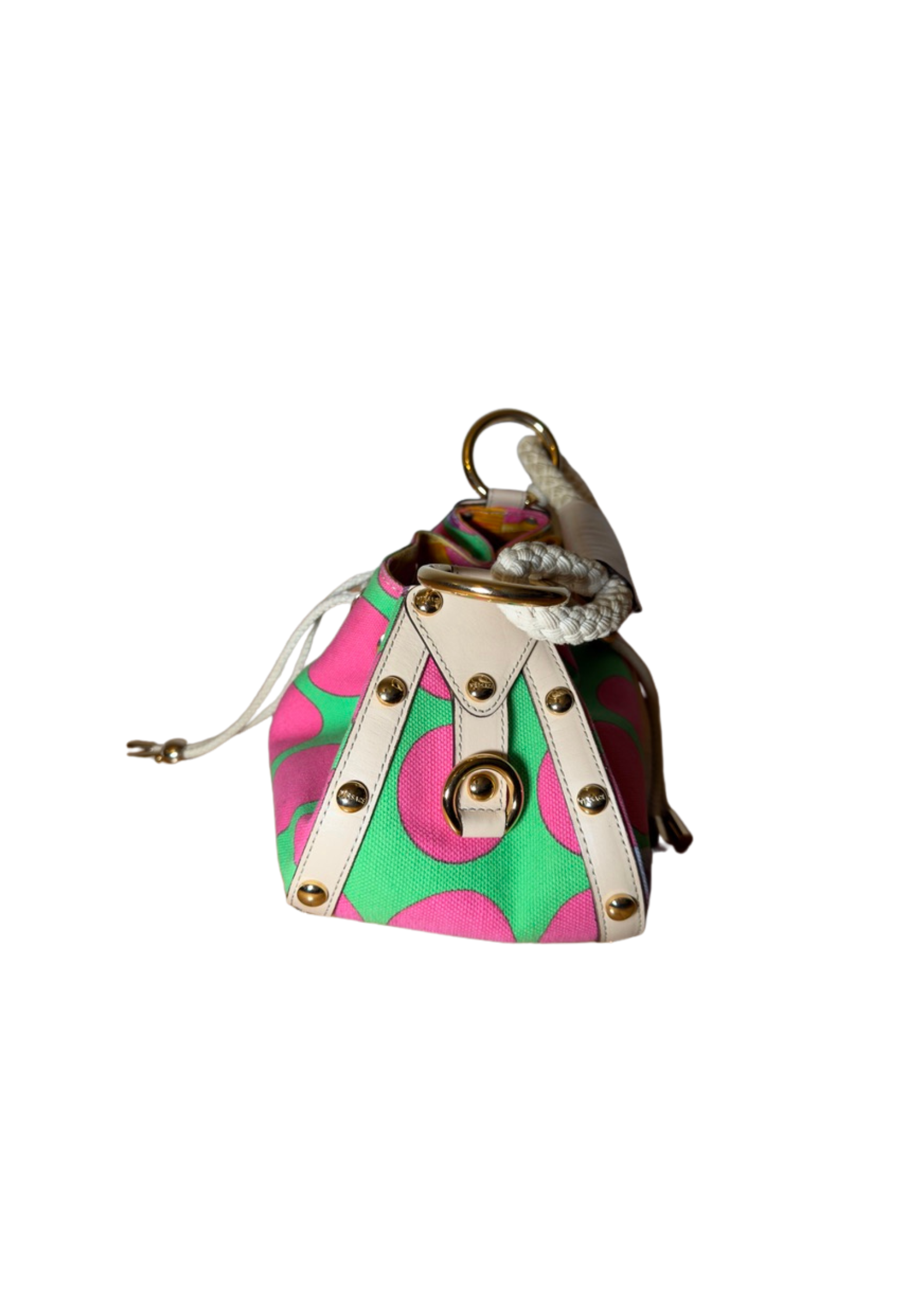 Versace Multicolor Printed Canvas Drawstring Shoulder Bag