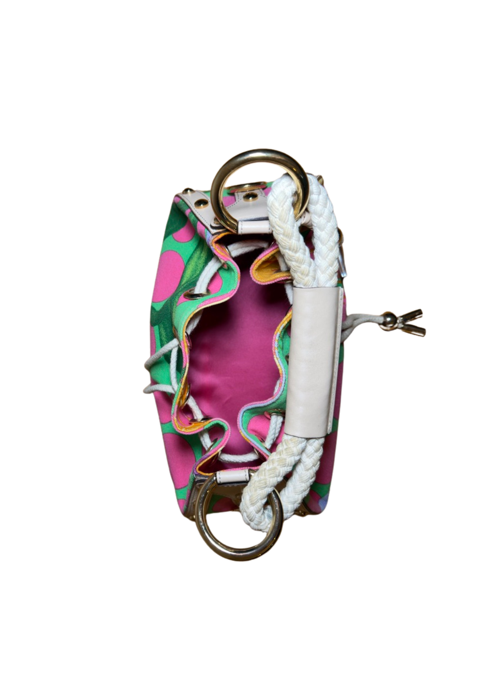 Versace Multicolor Printed Canvas Drawstring Shoulder Bag
